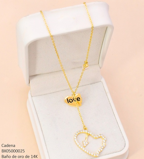 [BX05000025] CADENA BAÑO DE ORO 14K. XUPING CORAZON LOVE / PERLA CE525-428 012026