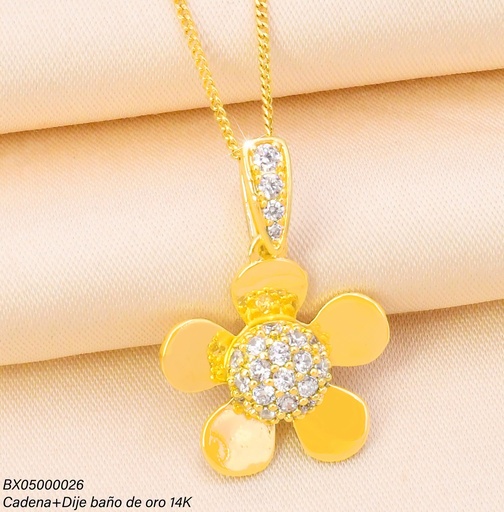 [BX05000026] CADENA BAÑO DE ORO 14K. XUPING FLOR ZIRC. CE534-428 012026