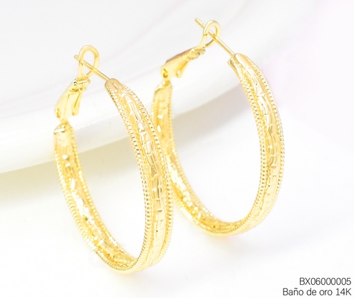 [BX06000005] ARGOLLA BAÑO DE ORO 14K. XUPING GRABADO LINEAS EE5519-428 012026