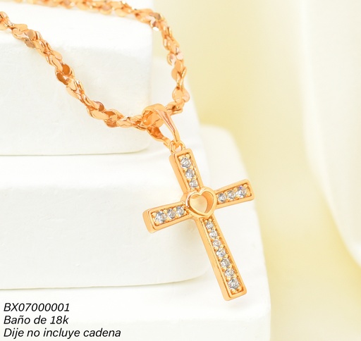 [BX07000001] DIJE BAÑO DE ORO 18K. XUPING CRUZ ZIRC. CORAZON PE001-427 012026