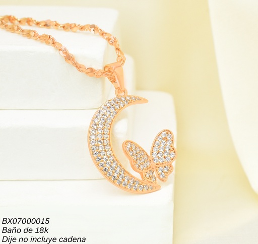 [BX07000015] DIJE BAÑO DE ORO 18K. XUPING LUNA/MARIPOSA  ZIRC. PE015-427 012026