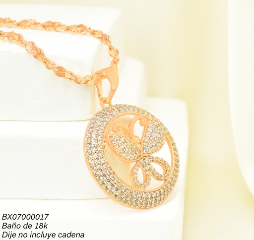 [BX07000017] DIJE BAÑO DE ORO 18K. XUPING CIRCULO/MARIPOSA ZIRC. PE017-427 012026