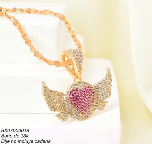[BX07000018] DIJE BAÑO DE ORO 18K. XUPING CORAZON/ALA ZIRC. PE020-427 012026