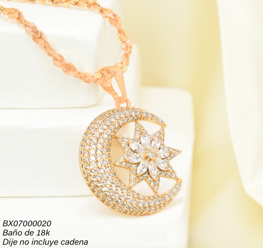 [BX07000020] DIJE BAÑO DE ORO 18K. XUPING LUNA/ESTRELLA ZIRC. PE022-427 012026
