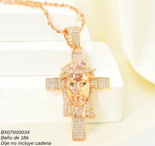 [BX07000034] DIJE BAÑO DE ORO 18K. XUPING CRUZ/CARA ZIRC. PE035-427 012026