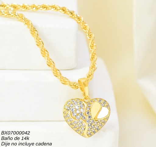 [BX07000042] DIJE BAÑO DE ORO 14K. XUPING CORAZON ZIRC. PE043-428 012026