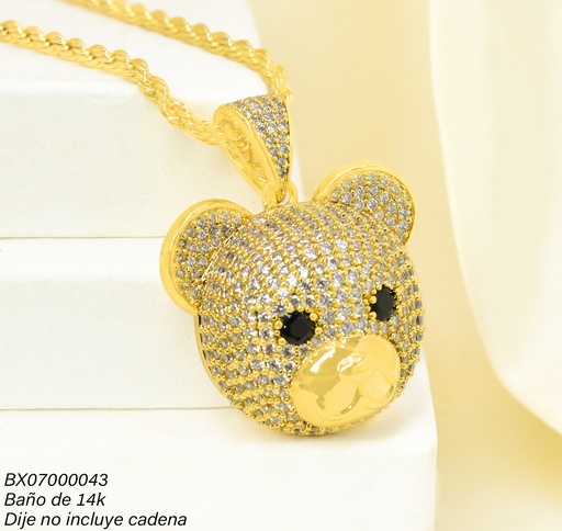 [BX07000043] DIJE BAÑO DE ORO 14K. XUPING OSO ZIRC. PE045-427 012026