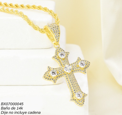 [BX07000045] DIJE BAÑO DE ORO 14K. XUPING CRUZ ZIRC. PE047-427 012026