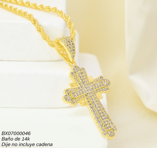 [BX07000046] DIJE BAÑO DE ORO 14K. XUPING CRUZ ZIRC. PE048-427 012026