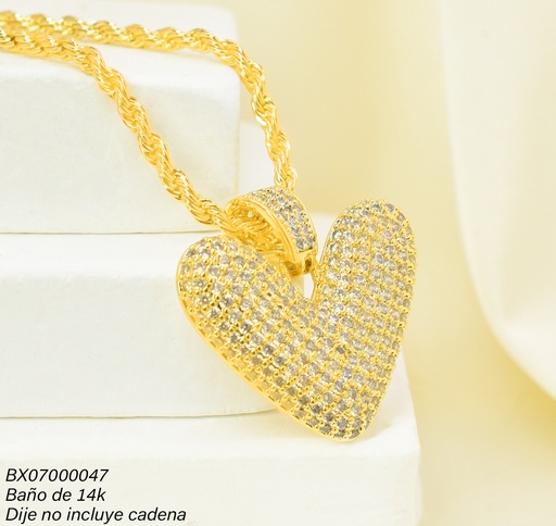 [BX07000047] DIJE BAÑO DE ORO 14K. XUPING CORAZON ZIRC. PE049-427 012026