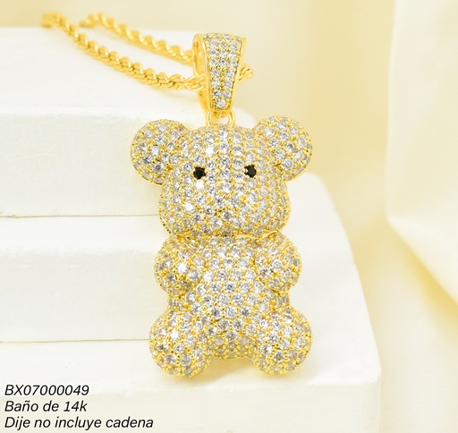 [BX07000049] DIJE BAÑO DE ORO 14K. XUPING OSO ZIRC. PE051-427 012026