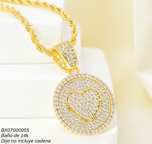 [BX07000055] DIJE BAÑO DE ORO 14K. XUPING DIJE RD. ZIRC. CORAZON CENTRO PE057-427 012026