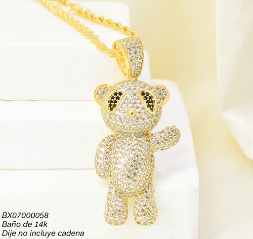 [BX07000058] DIJE BAÑO DE ORO 14K. XUPING OSO ZIRC. PE060-427 012026
