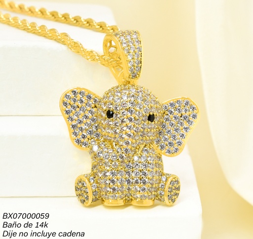 [BX07000059] DIJE BAÑO DE ORO 14K. XUPING ELEFANTE ZIRC. PE061-427 012026