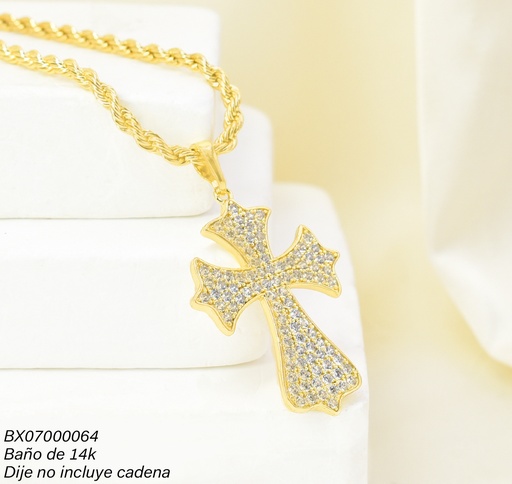 [BX07000064] DIJE BAÑO DE ORO 14K. XUPING CRUZ ZIRC. PE067-427 012026