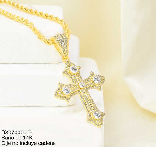 [BX07000068] DIJE BAÑO DE ORO 14K. XUPING CRUZ ZIRC. PE071-427 012026