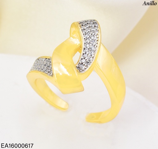 [EA16000617] ANILLO DOR  ENTRELAZADO ZIRC. RE346-423 012026