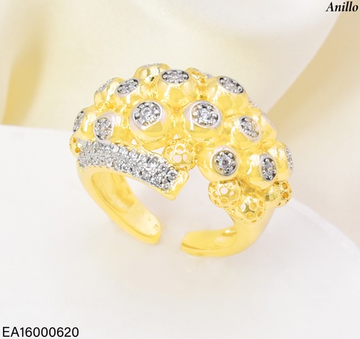 [EA16000620] ANILLO DOR  ESFERAS/FLOR ZIRC. RE349-423 012026