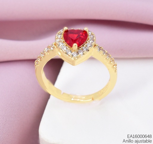 [EA16000648] ANILLO CORAZON ZIRC. ROJA RE463-318 012026
