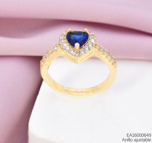 [EA16000649] ANILLO CORAZON ZIRC. AZUL RE464-318 012026