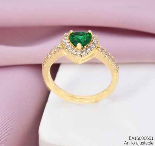 [EA16000651] ANILLO CORAZON ZIRC. VERDE RE466-318 012026