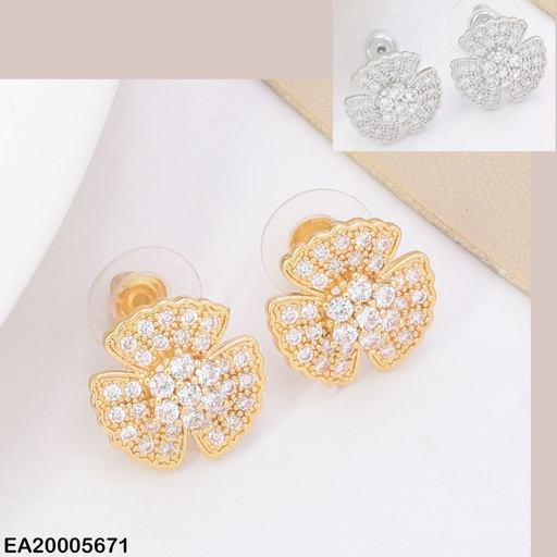 [EA20005671] ARETES DOR/PLAT FLOR 3 PET. ZIRC. EE4868-6 012026