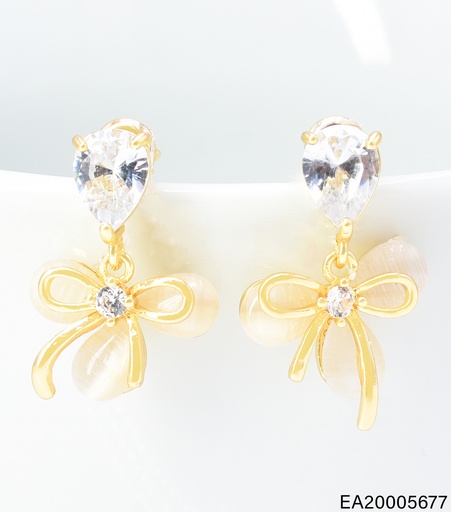 [EA20005677] ARETES DOR  ZIRC. CRISTAL /LAZO/FLOR EE4874-6 012026