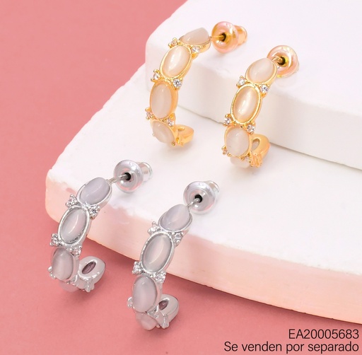 [EA20005683] ARETES DOR/PLAT  "C" OV. CREMA ZIRC. EE4880-6 012026