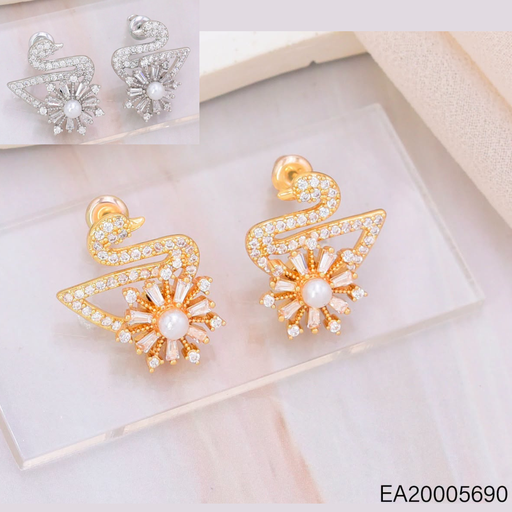 [EA20005690] ARETES CISNES FLOR ZIRC. DOR/PLAT EE4888-6 012026