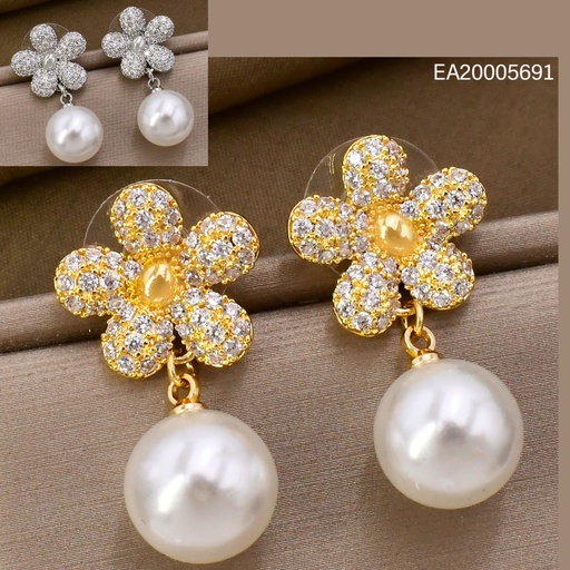[EA20005691] ARETES DOR/PLAT FLOR ZIRC./ PERLA EE4889-6 012026