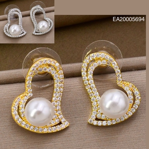 [EA20005694] ARETES DOR/PLAT CORAZON ZIRC. PERLA EE4892-6 012026