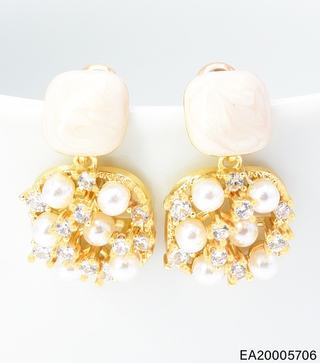 [EA20005706] ARETES DOR CUADRO CREMA/ PERLAS ZIRC. EE4907-6 012026