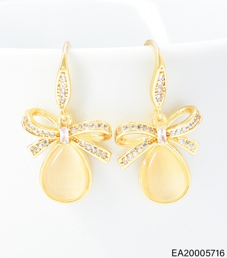 [EA20005716] ARETES DOR LAZO ZIRC. /GOTA CREMA EE4917-6 012026