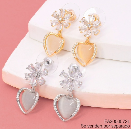[EA20005721] ARETES DOR/PLAT FLOR ZIRC./CORAZON  EE4922-6 012026