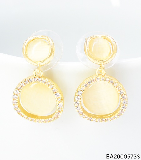 [EA20005733] ARETES DOR DOBLE CIRCULO CREMA/BORDE ZIRC. EE4934-6 012026