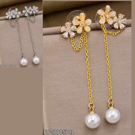 [EA20005741] ARETES DOR/PLAT FLOR ZIRC. CAD PERLA EE4942-6 012026