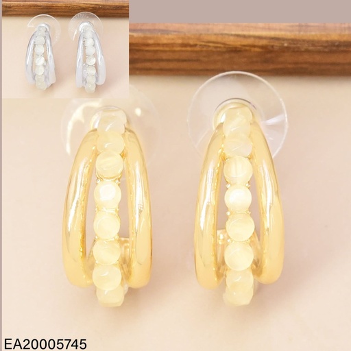 [EA20005745] ARETES DOR/PLAT "C" 3 LINEAS PELOTA CREMA EE4946-6 012026