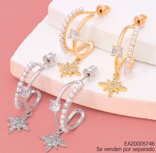 [EA20005746] ARETES DOR/PLAT ZIRC RD/ PERLA/ESTRELLA EE4947-6 012026