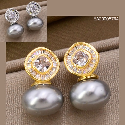 [EA20005764] ARETES DOR/PLAT ROMBO ZIRC. PERLA GRIS EE4966-6 012026