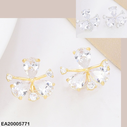 [EA20005771] ARETES DOR/PLAT FLOR 3 PET. ZIRC. GOTA EE4973-6 012026