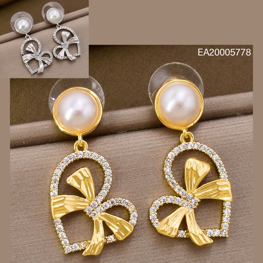 [EA20005778] ARETES DOR/PLAT CORAZON LAZO/PERLA EE4980-6 012026