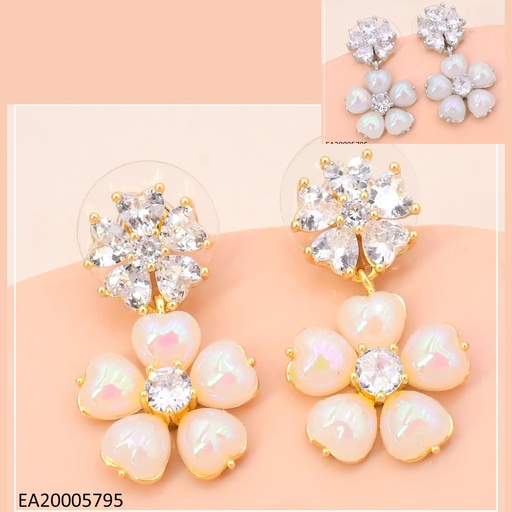 [EA20005795] ARETES DOR/PLA FLOR ZIRC. CREMA EE4997-6 012026