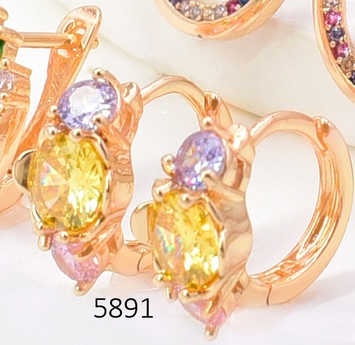 [EA20005891] ARETES DOR. HUGGIES ZIRC. AMARILLA/LILA/ROSA EE5706-291 012026 (CM)