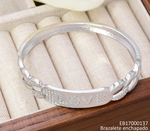 [EB17000137] BRAZALETE PLAT. LOVE ZIRC. CAD. RIGIDA  BE922-423 012026