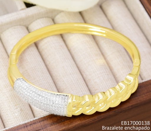 [EB17000138] BRAZALETE DOR. CAD.RIGIDA/ZIRC. PLA. BE923-423 012026