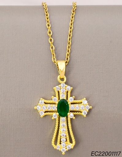 [EC22001117] CADENA CRUZ ZIRC. OV. VERDE CE620-426 012026