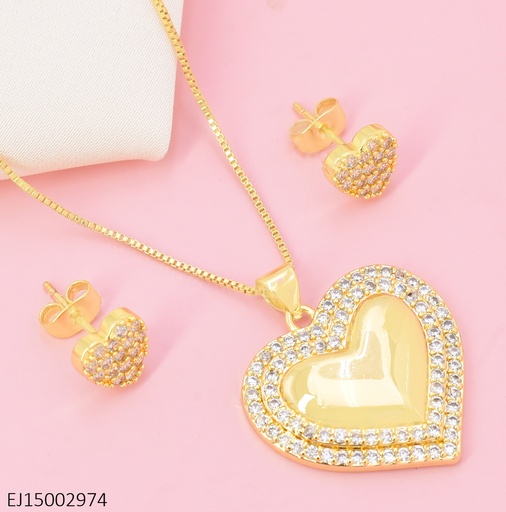 [EJ15002974] JUEGO CORAZON/ZIRC. CENTRO LISO SE1463-9 012026