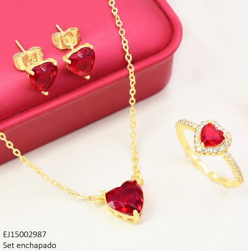 [EJ15002987] SET DOR ZIRC. ROJA  CORAZON /CON ANILLO SE1479-284 012026