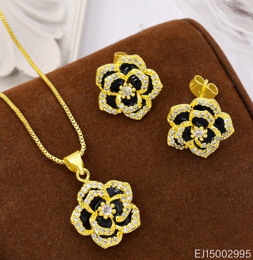 [EJ15002995] JUEGO FLOR ZIRC. NEGRA SE1546-9 012026