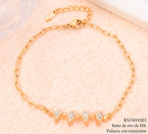 [BX03000163] PULSERA BAÑO DE ORO ROMBOS ZIRC. (XM) XUPING